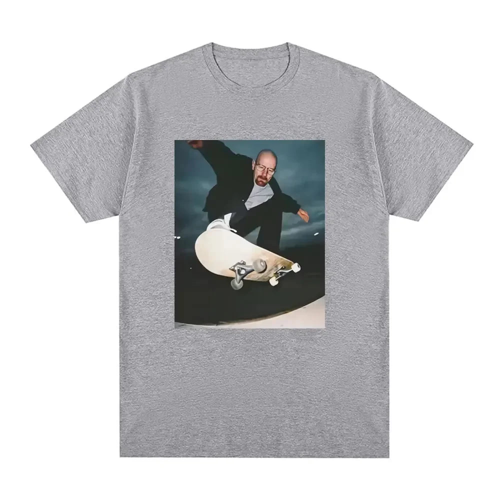 Men’s Skateboarding Man in Suit Graphic T-Shirt: Short Sleeve Funny Streetwear Top
