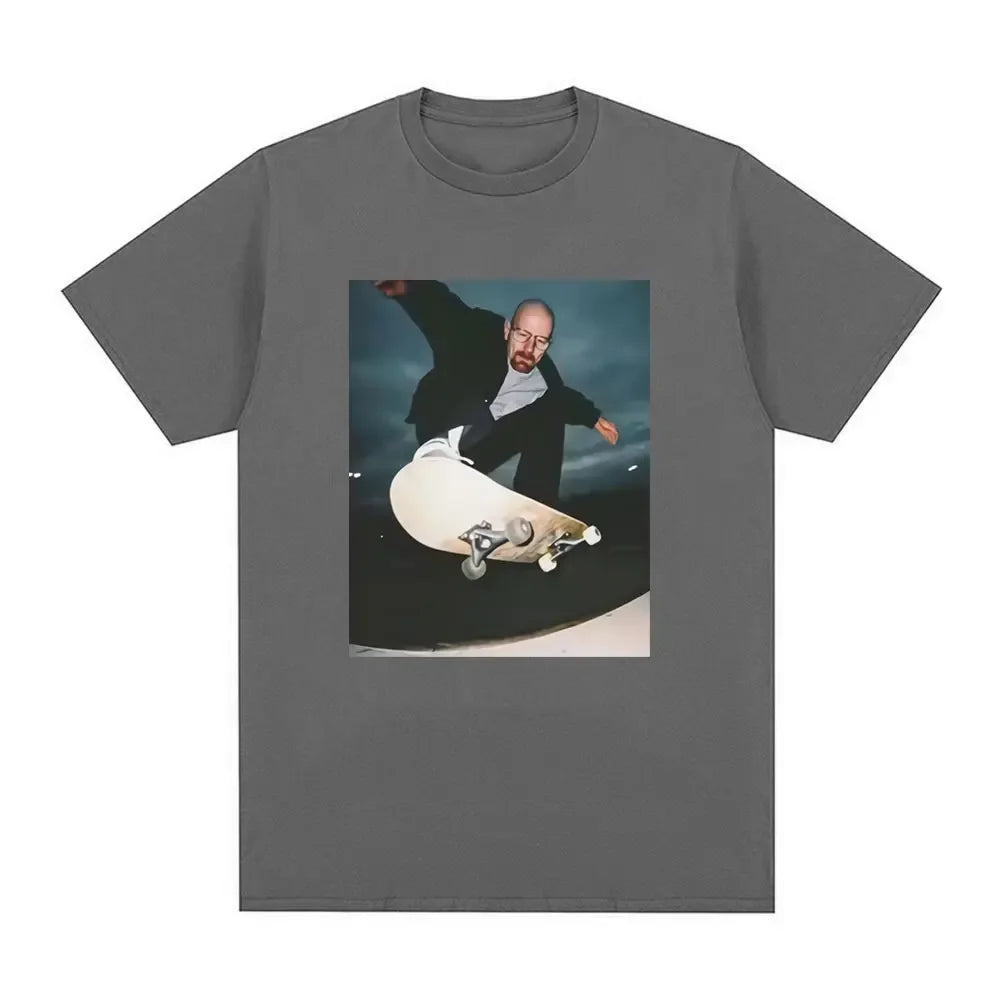 Men’s Skateboarding Man in Suit Graphic T-Shirt: Short Sleeve Funny Streetwear Top
