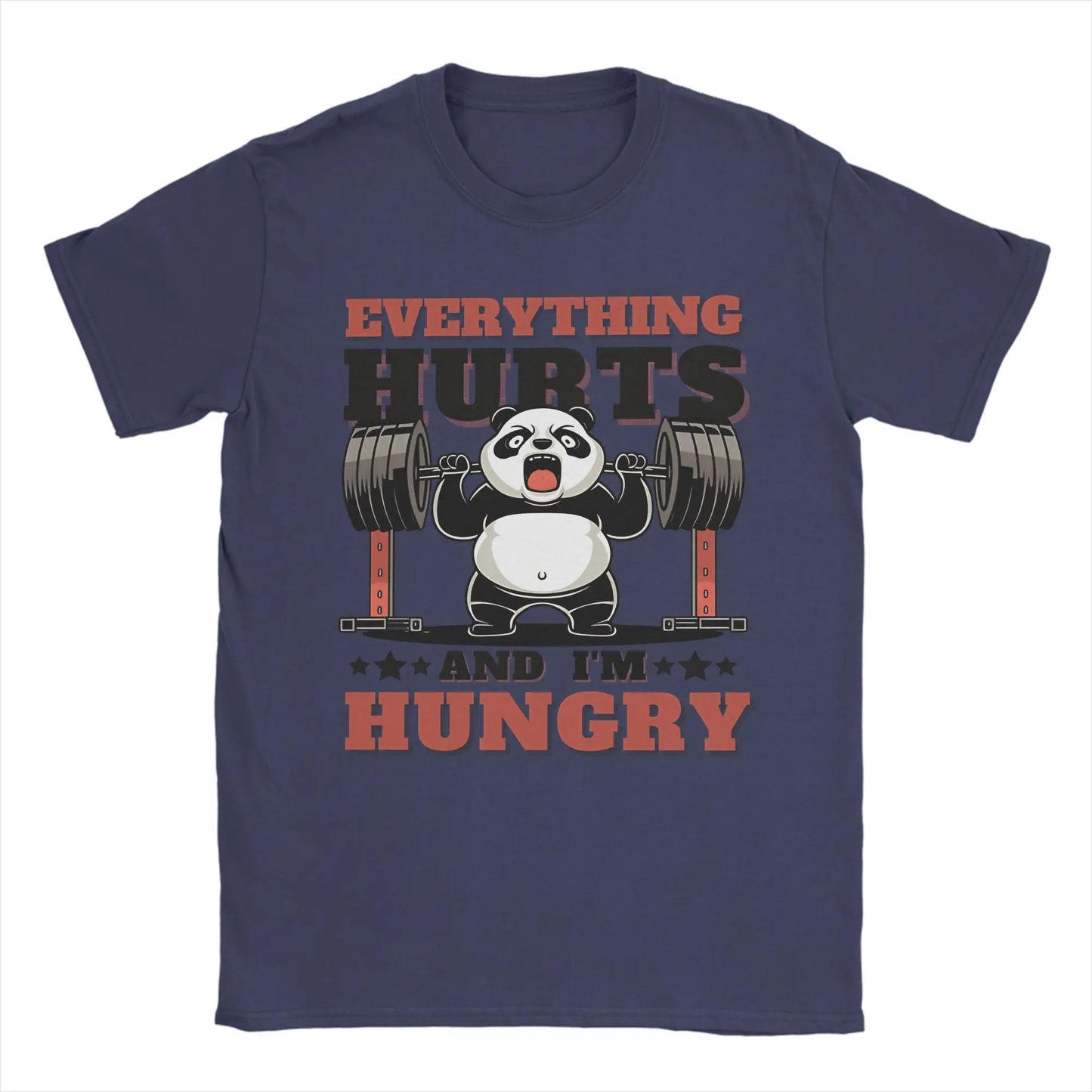 Men’s “Everything Hungry” Panda Weightlifting T-Shirt: Short Sleeve Funny Gym Top