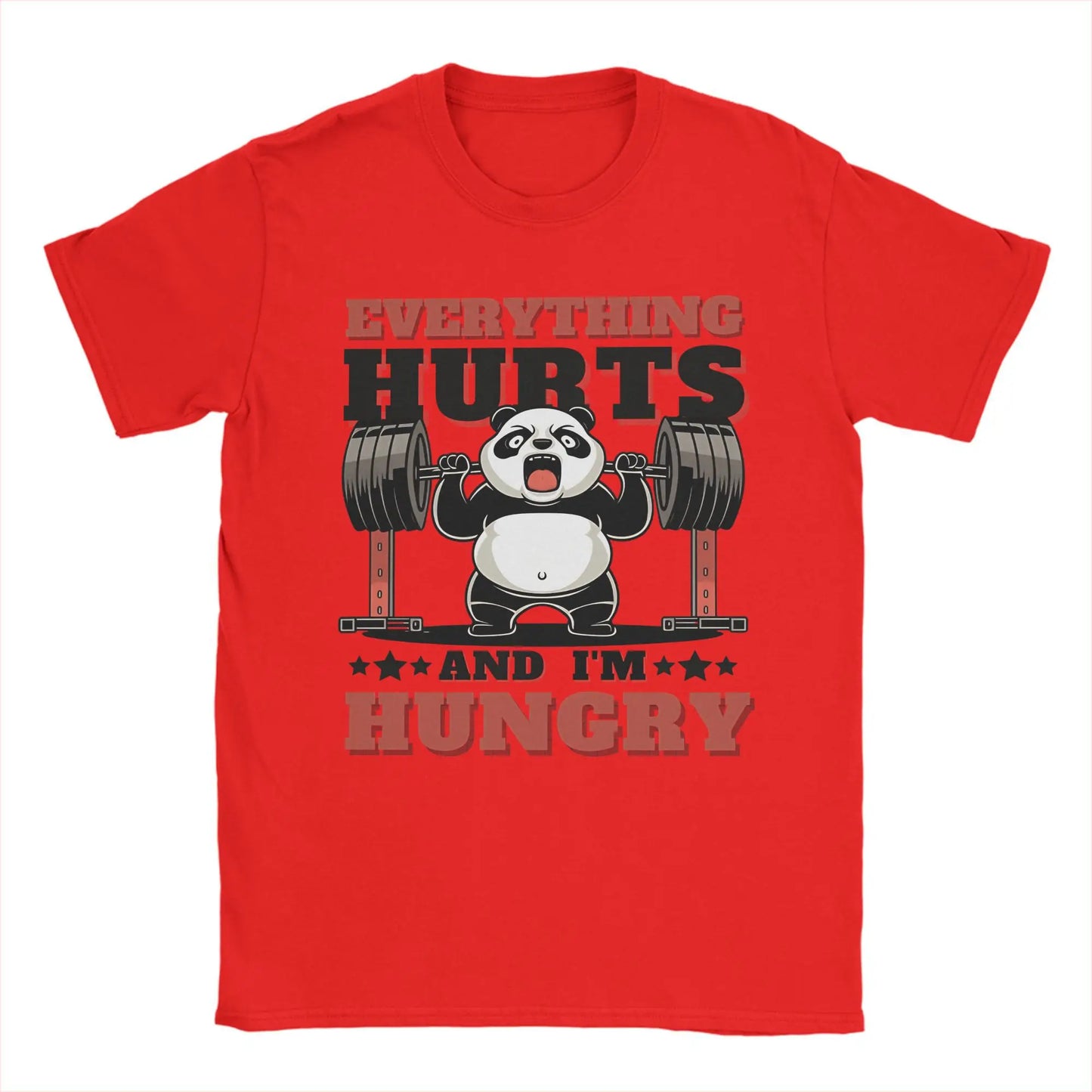 Men’s “Everything Hungry” Panda Weightlifting T-Shirt: Short Sleeve Funny Gym Top