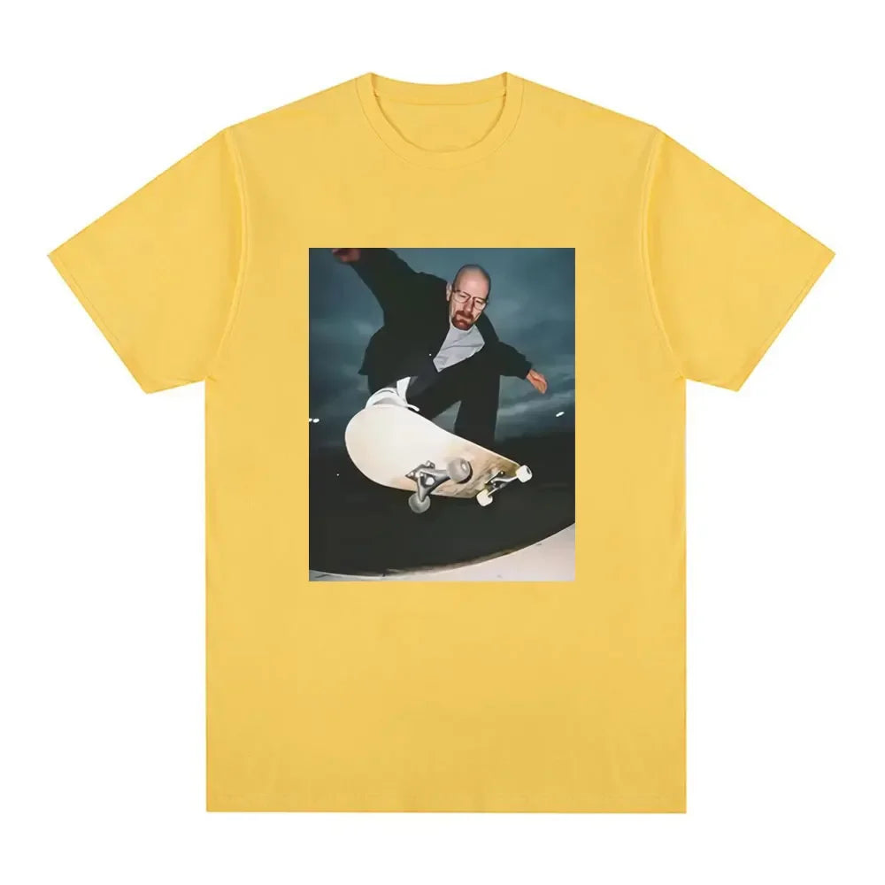 Men’s Skateboarding Man in Suit Graphic T-Shirt: Short Sleeve Funny Streetwear Top