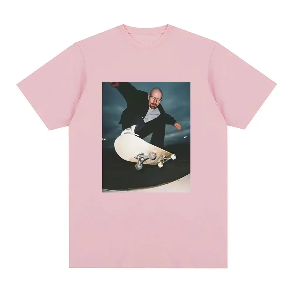 Men’s Skateboarding Man in Suit Graphic T-Shirt: Short Sleeve Funny Streetwear Top