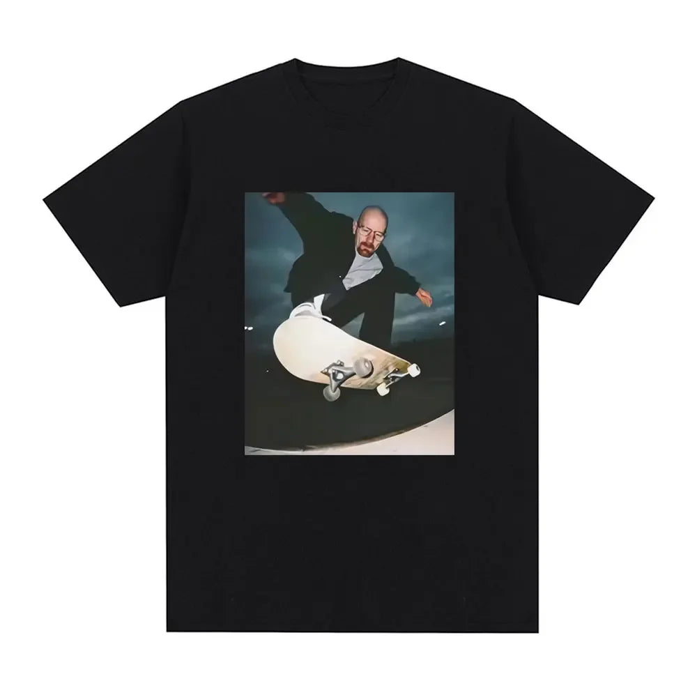 Men’s Skateboarding Man in Suit Graphic T-Shirt: Short Sleeve Funny Streetwear Top