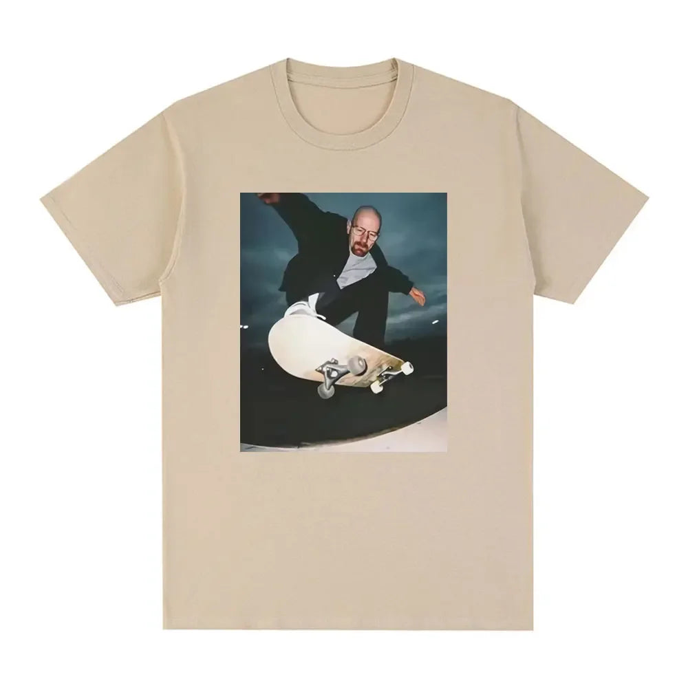 Men’s Skateboarding Man in Suit Graphic T-Shirt: Short Sleeve Funny Streetwear Top