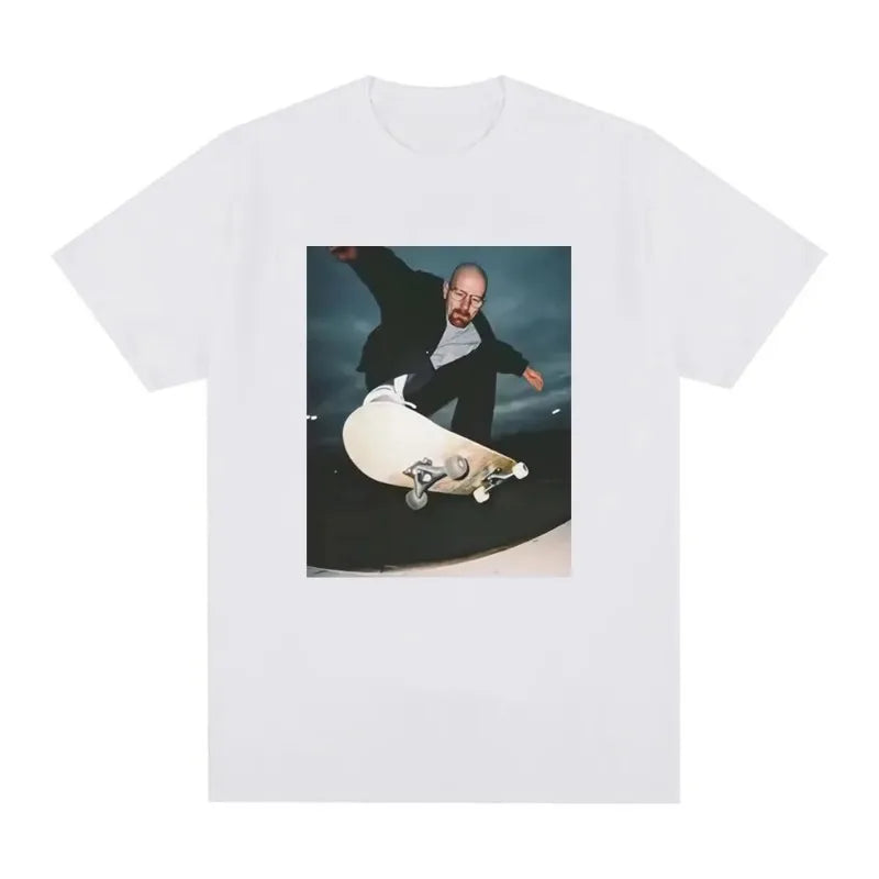 Men’s Skateboarding Man in Suit Graphic T-Shirt: Short Sleeve Funny Streetwear Top