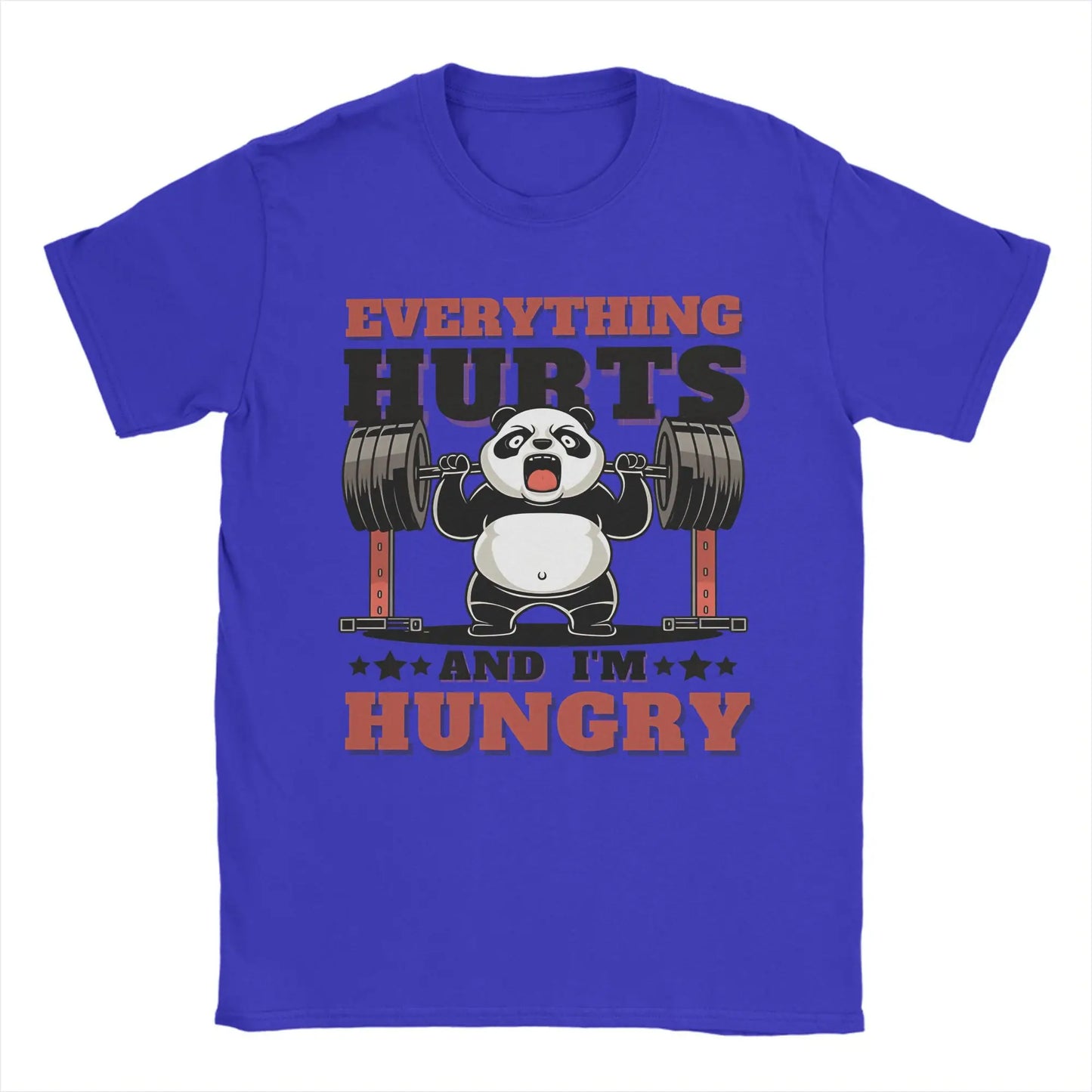 Men’s “Everything Hungry” Panda Weightlifting T-Shirt: Short Sleeve Funny Gym Top