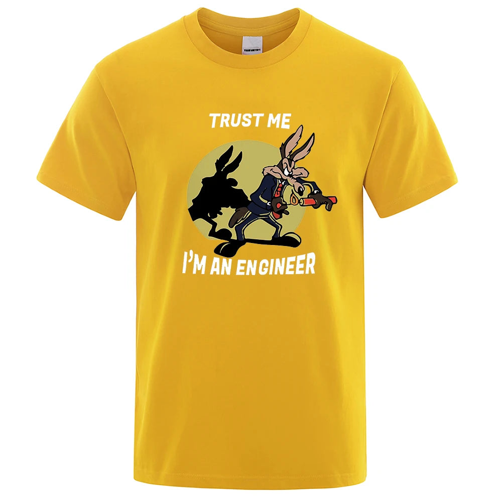 “Trust Me I’m an Engineer” Cartoon Graphic T-Shirt: Short Sleeve Fun Casual Top
