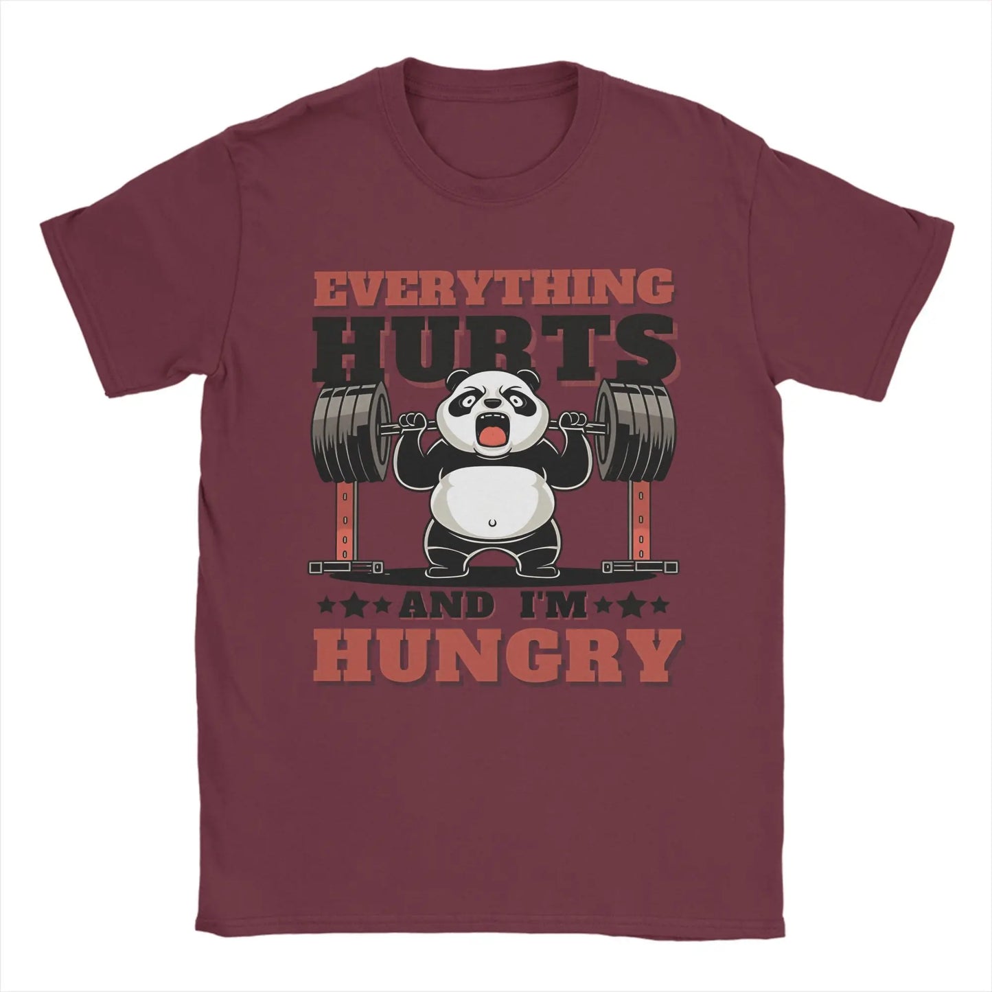 Men’s “Everything Hungry” Panda Weightlifting T-Shirt: Short Sleeve Funny Gym Top
