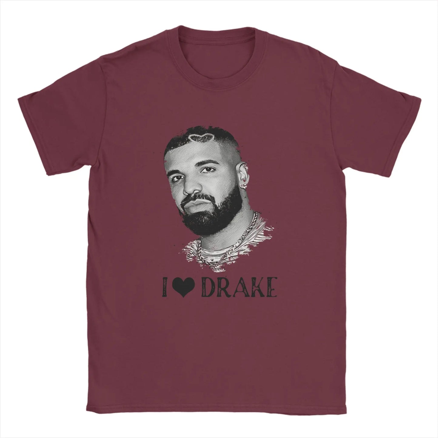 I ❤️ Drake Minimalist Portrait Tee for Men: Clean Hip Hop Streetwear in Monochrome