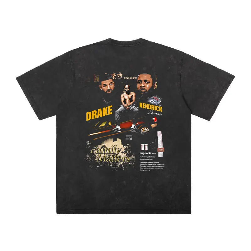 Drake & Kendrick Lamar Concert Graphic Tee for Men: Bold Hip Hop Streetwear with Tour Back Print