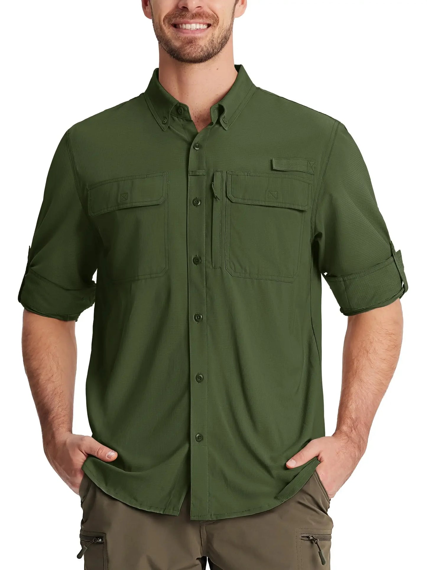 Tacvasen Men’s Long Sleeve Outdoor Shirt: Lightweight Quick-Dry Hiking Fishing Top