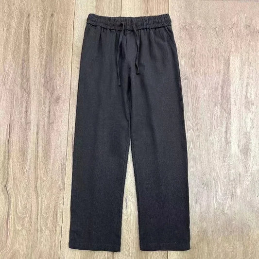 Men’s Light Blue Linen Beach Pants: Casual Drawstring Summer Trousers