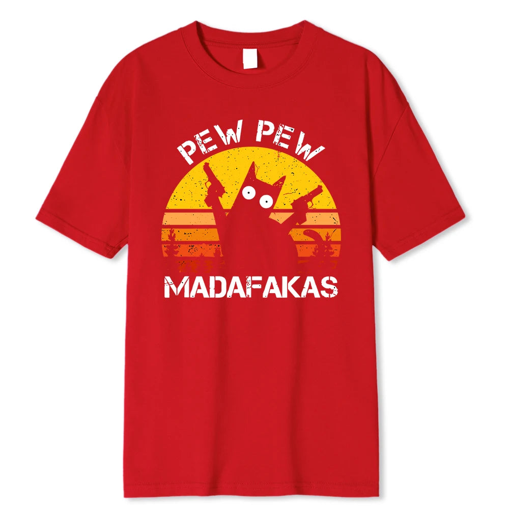 “Pew Pew Madafakas” Cat T-Shirt: A Wildly Funny Cotton Tee