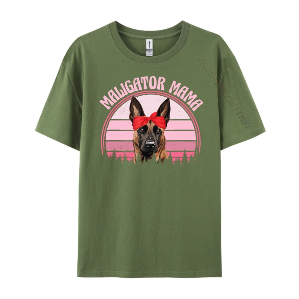 Women’s “Maligator Mama” Belgian Malinois Graphic T-Shirt: Short Sleeve Dog Lover Top