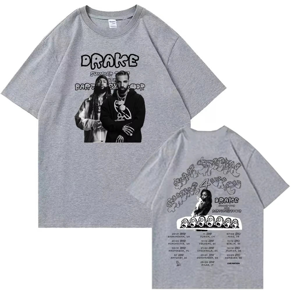 Drake World Tour Graphic Tee for Men: Retro Hip Hop Streetwear with Concert Back Print