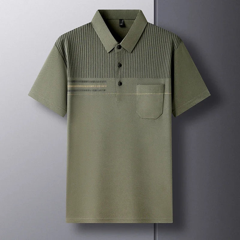 Men’s Light Blue Polo Shirt with Pocket: Short Sleeve Casual Summer Top