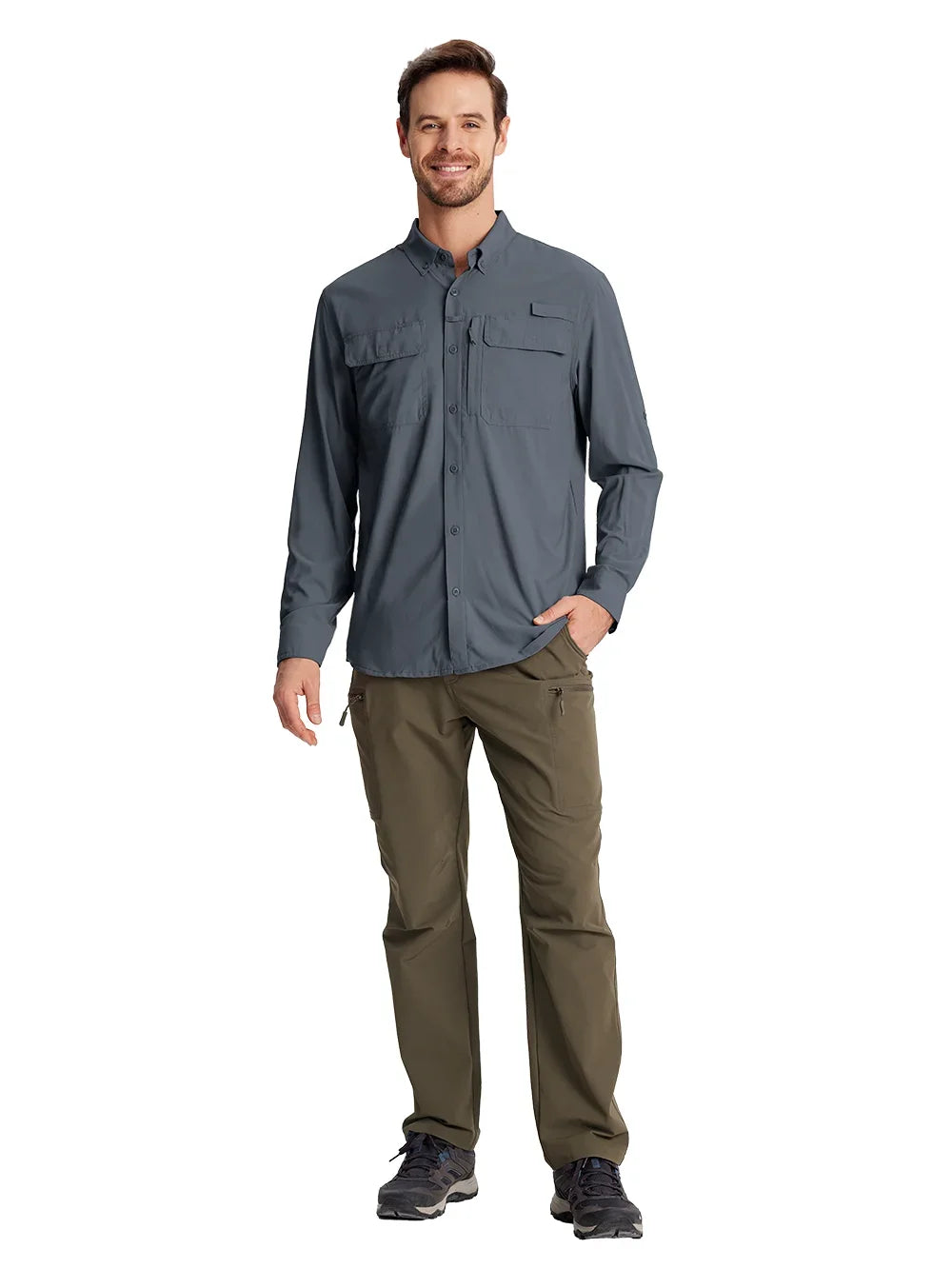 Tacvasen Men’s Long Sleeve Outdoor Shirt: Lightweight Quick-Dry Hiking Fishing Top