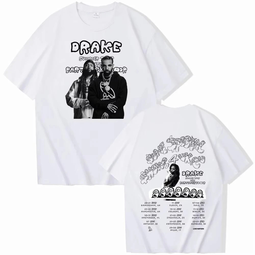 Drake World Tour Graphic Tee for Men: Retro Hip Hop Streetwear with Concert Back Print