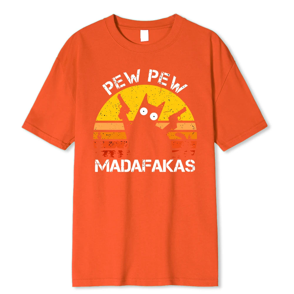 “Pew Pew Madafakas” Cat T-Shirt: A Wildly Funny Cotton Tee