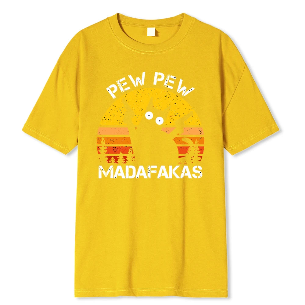 “Pew Pew Madafakas” Cat T-Shirt: A Wildly Funny Cotton Tee