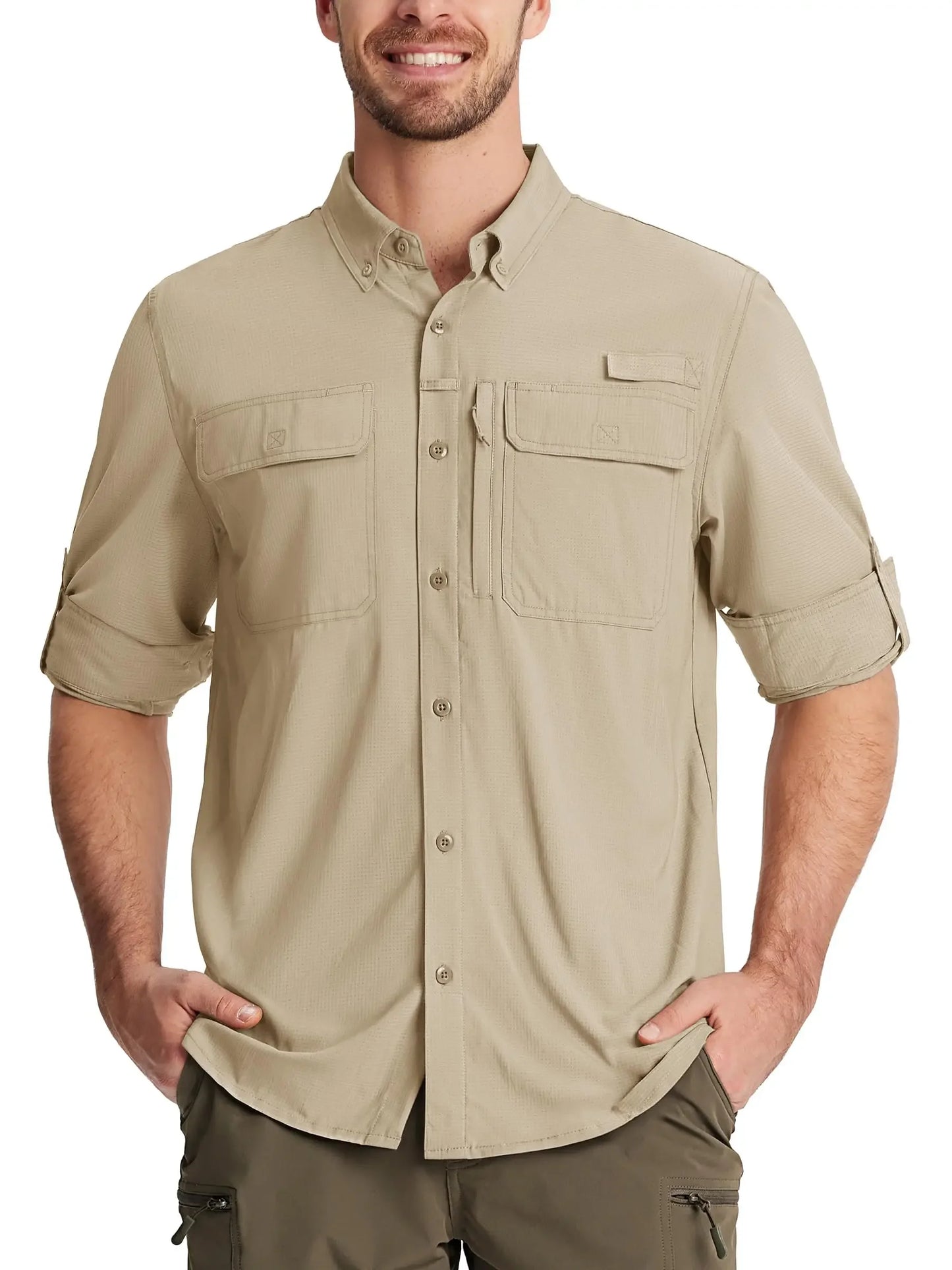 Tacvasen Men’s Long Sleeve Outdoor Shirt: Lightweight Quick-Dry Hiking Fishing Top
