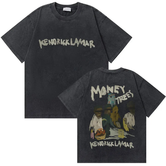 Washed Vintage Kendrick Lamar T-Shirt: Bold Hip Hop Streetwear Featuring “Money Trees” Design #1