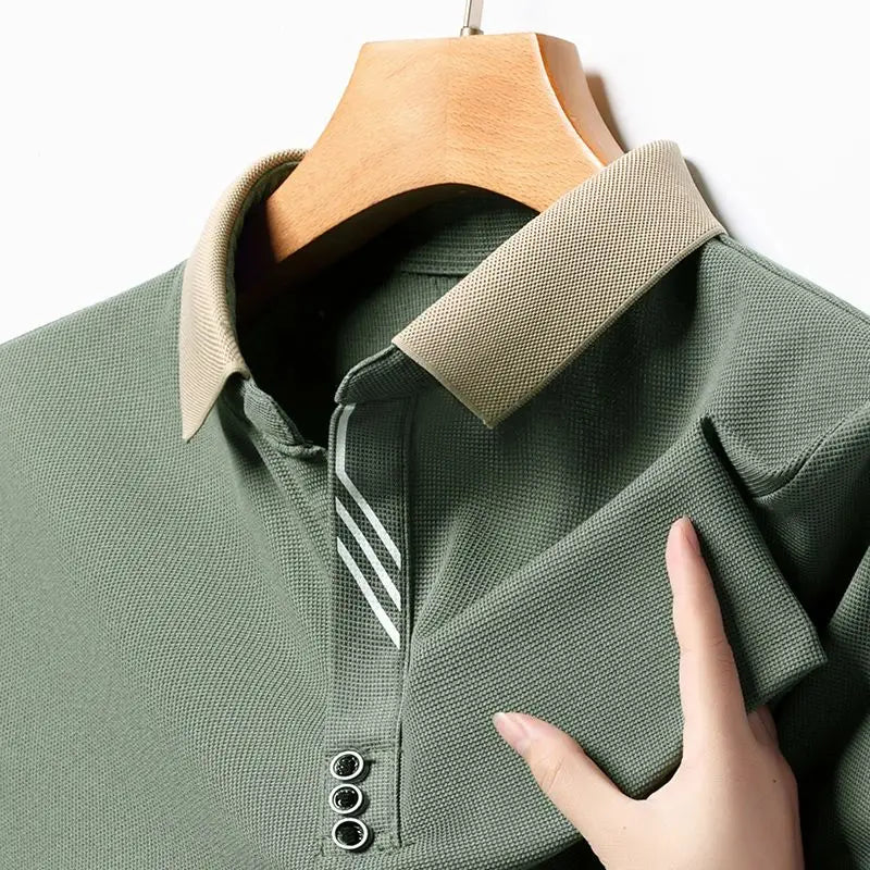 Men’s Two-Tone Polo Shirt: Short Sleeve Casual Top with Contrast Collar
