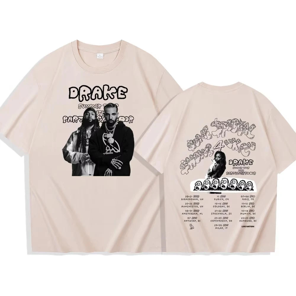 Drake World Tour Graphic Tee for Men: Retro Hip Hop Streetwear with Concert Back Print