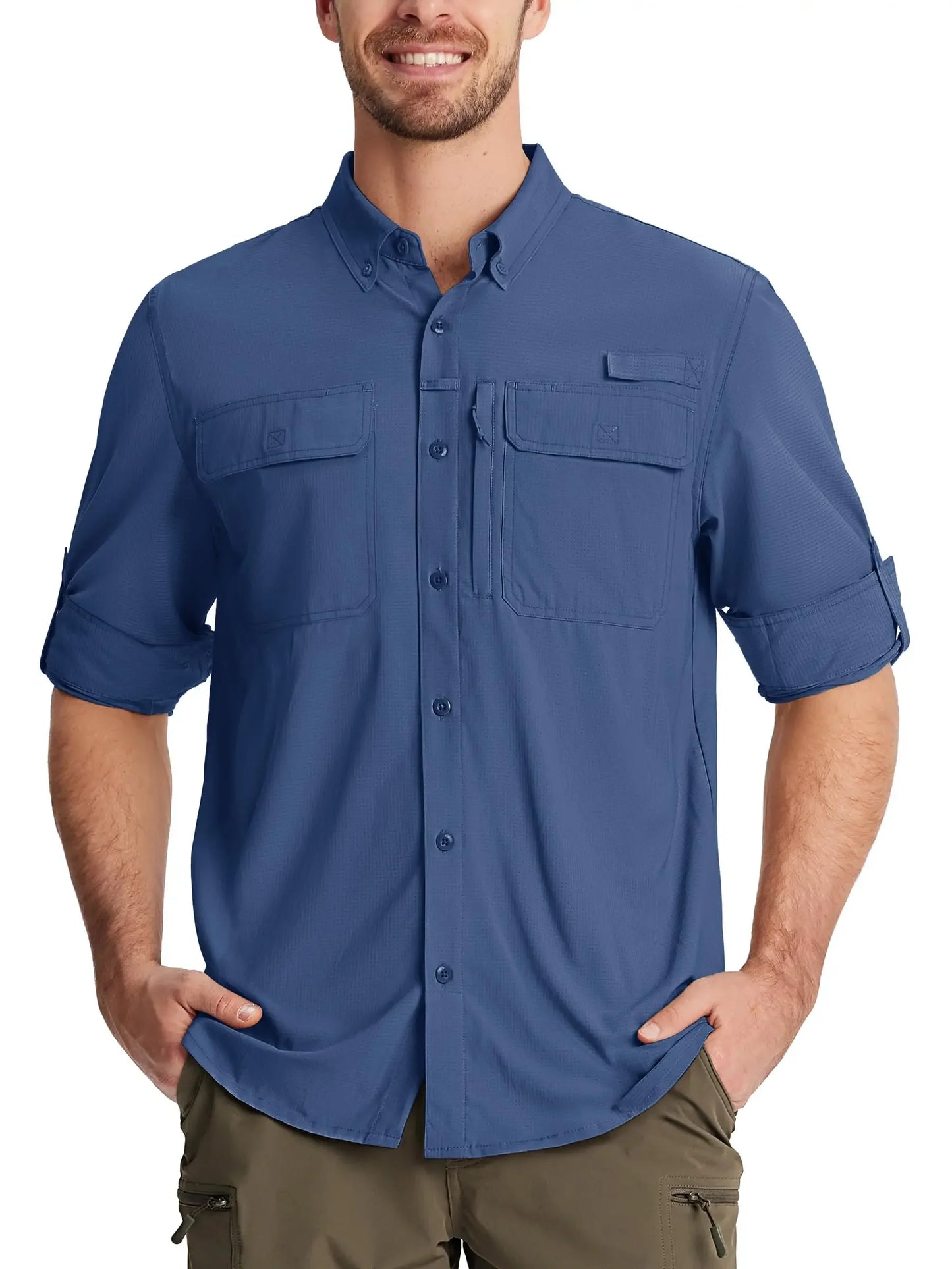 Tacvasen Men’s Long Sleeve Outdoor Shirt: Lightweight Quick-Dry Hiking Fishing Top