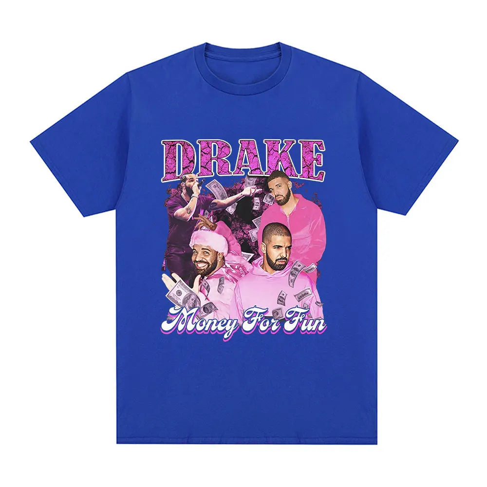 Drake “Nothing Is Fun” Pink Collage Graphic Tee for Men: Bold Hip Hop Streetwear with Retro Vibes