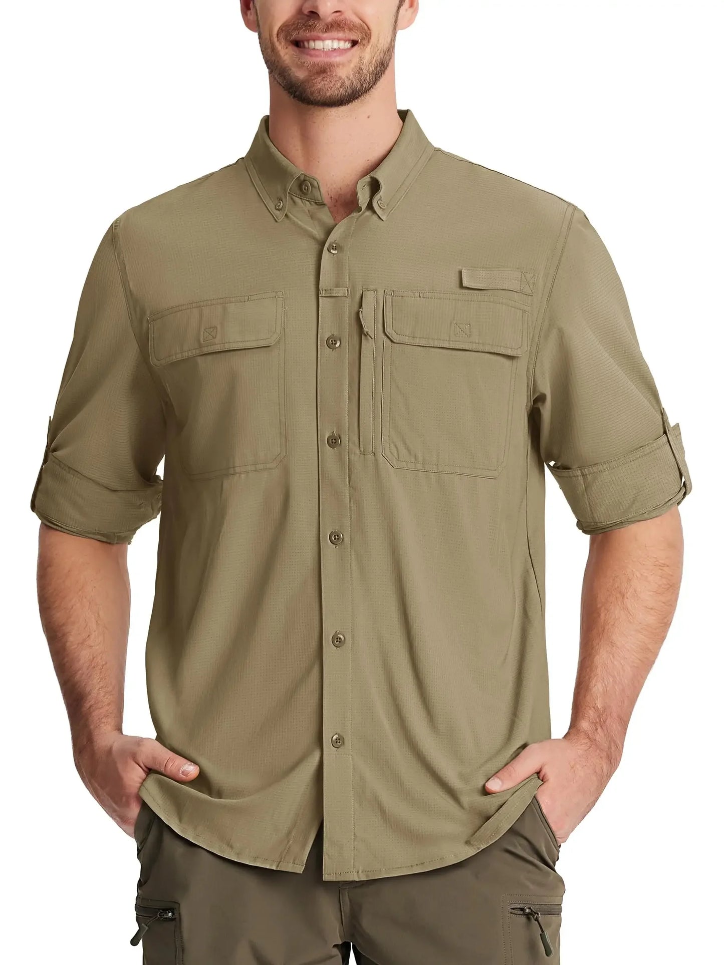 Tacvasen Men’s Long Sleeve Outdoor Shirt: Lightweight Quick-Dry Hiking Fishing Top
