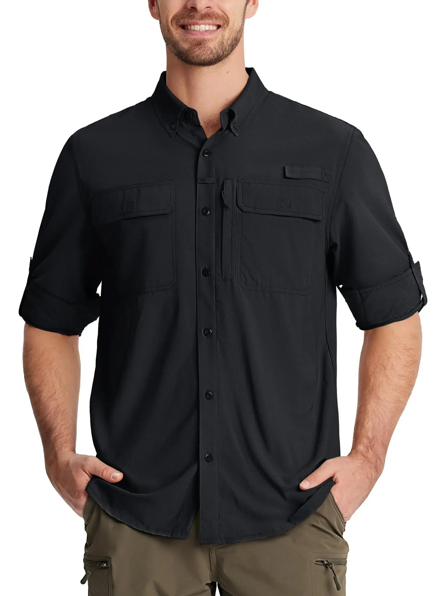 Tacvasen Men’s Long Sleeve Outdoor Shirt: Lightweight Quick-Dry Hiking Fishing Top
