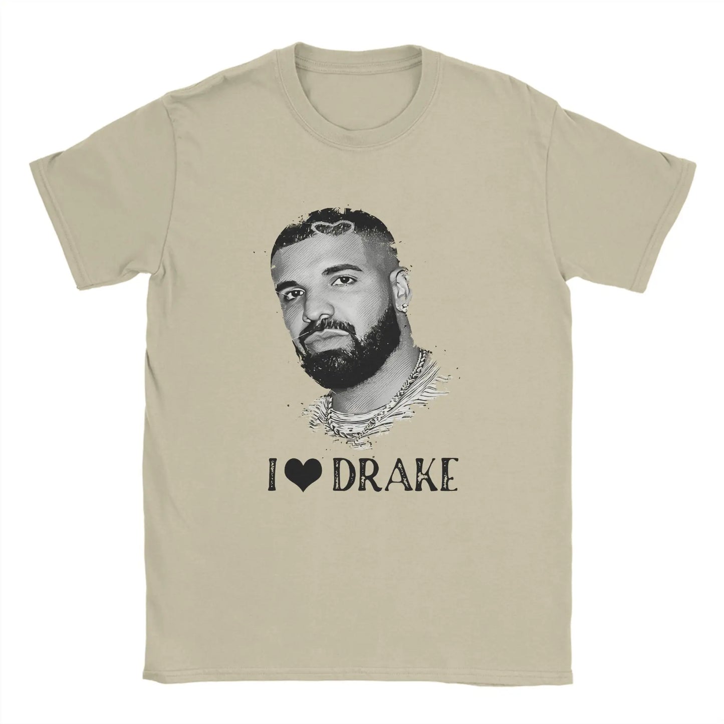 I ❤️ Drake Minimalist Portrait Tee for Men: Clean Hip Hop Streetwear in Monochrome
