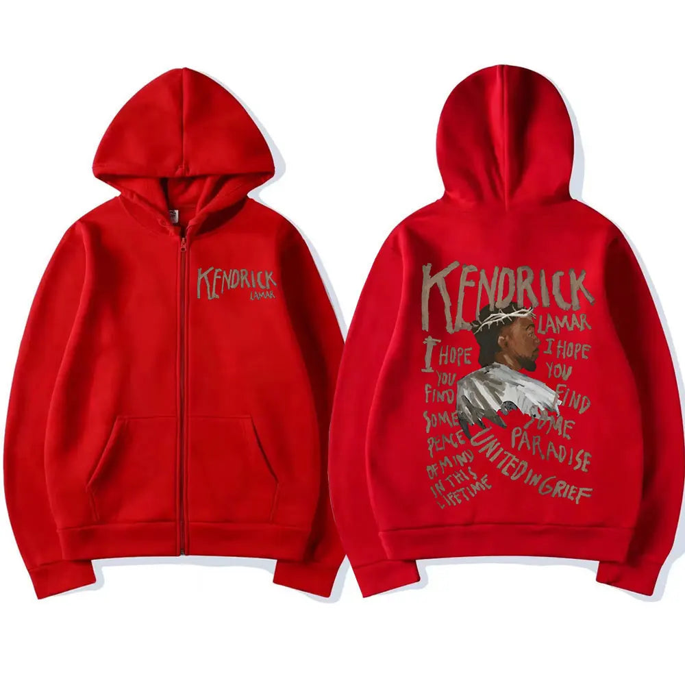 Unisex Kendrick Lamar Graphic Hoodie: Long Sleeve Hip Hop Streetwear with Back Print