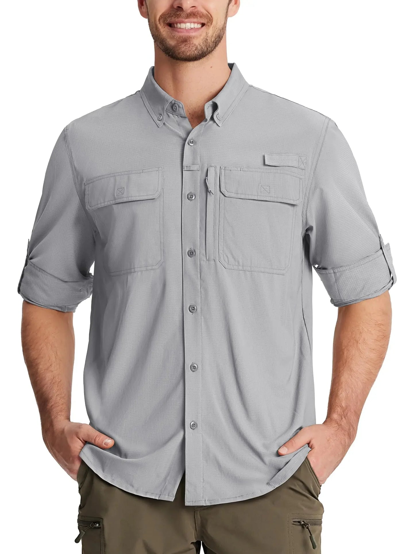Tacvasen Men’s Long Sleeve Outdoor Shirt: Lightweight Quick-Dry Hiking Fishing Top