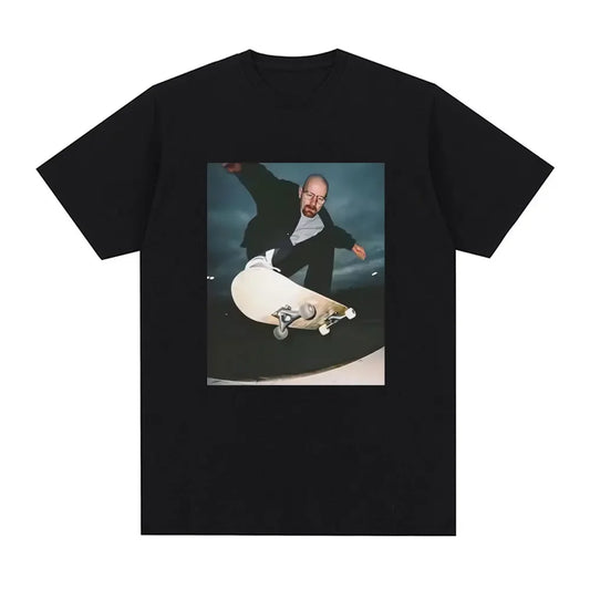 Men’s Skateboarding Man in Suit Graphic T-Shirt: Short Sleeve Funny Streetwear Top