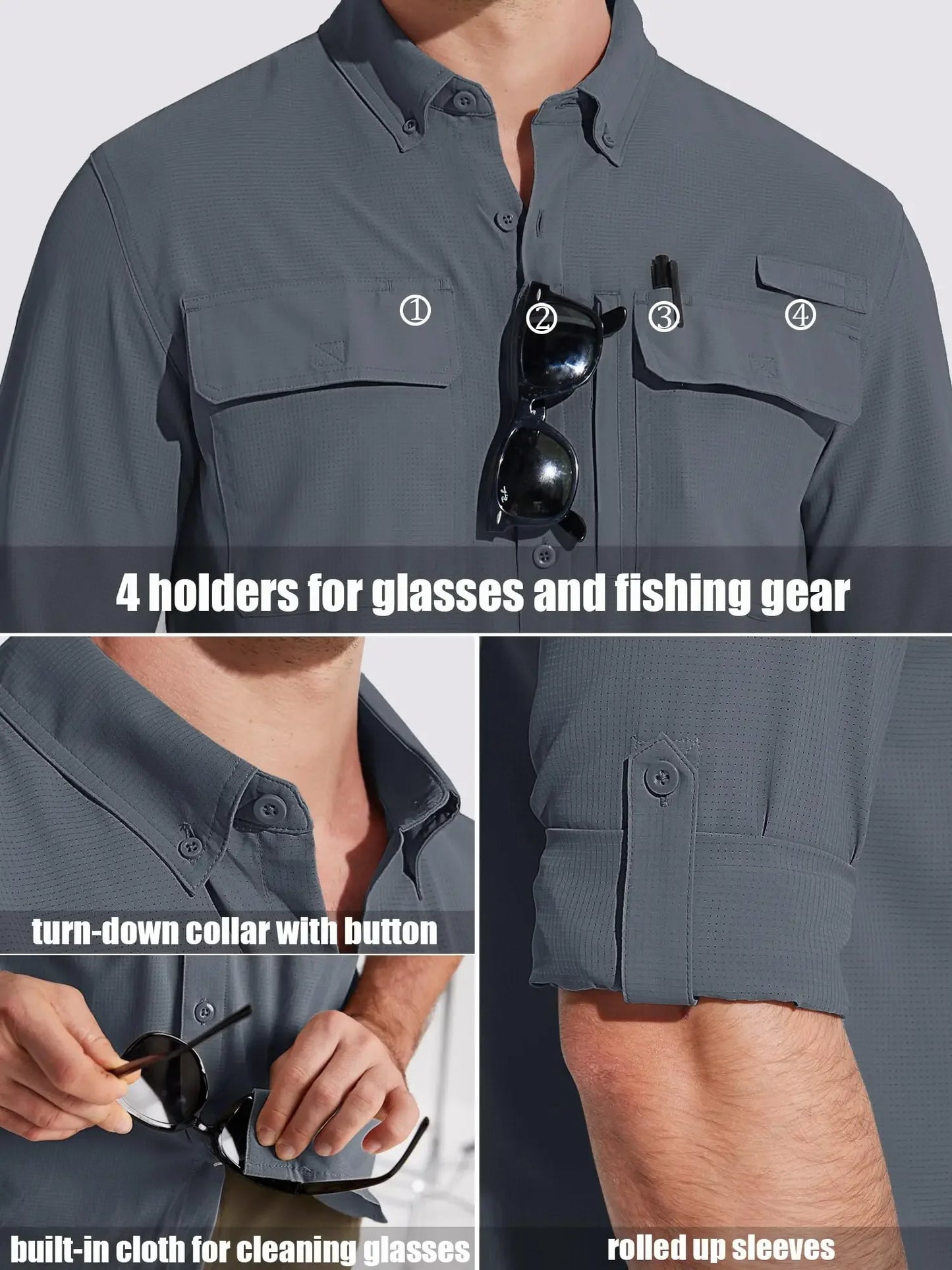 Tacvasen Men’s Long Sleeve Outdoor Shirt: Lightweight Quick-Dry Hiking Fishing Top