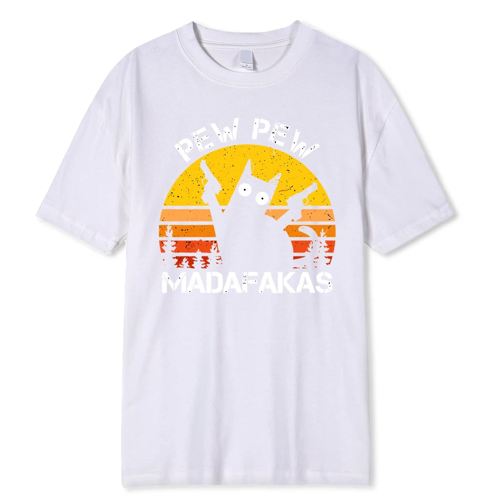“Pew Pew Madafakas” Cat T-Shirt: A Wildly Funny Cotton Tee