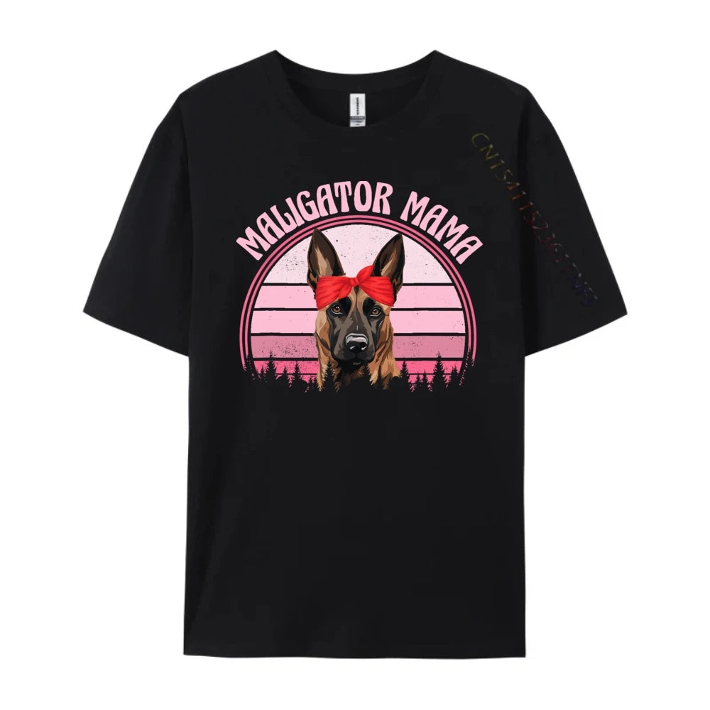 Women’s “Maligator Mama” Belgian Malinois Graphic T-Shirt: Short Sleeve Dog Lover Top