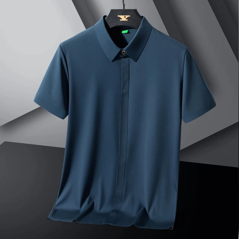 Men’s Light Green Short Sleeve Button-Up Shirt: Casual Summer Top with Classic Collar