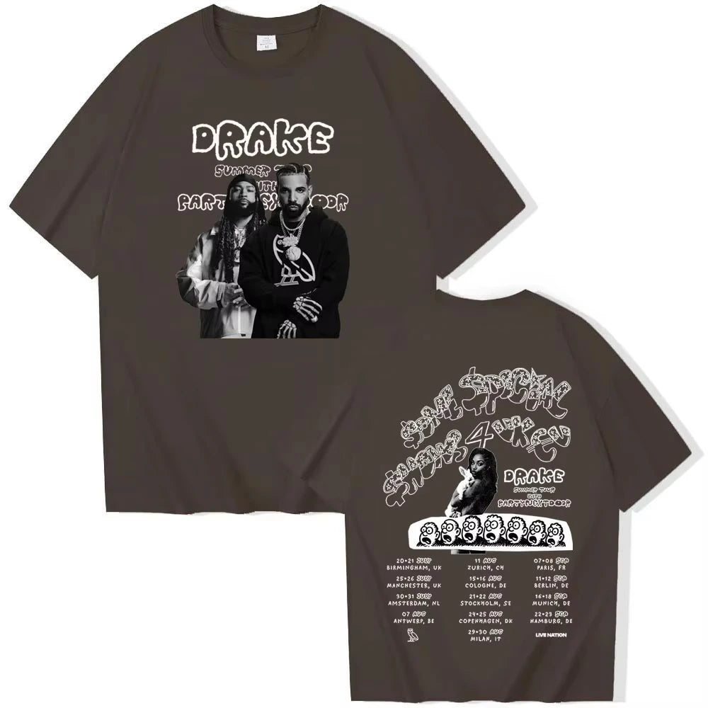 Drake World Tour Graphic Tee for Men: Retro Hip Hop Streetwear with Concert Back Print