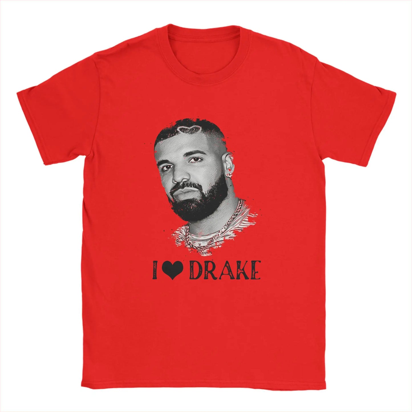 I ❤️ Drake Minimalist Portrait Tee for Men: Clean Hip Hop Streetwear in Monochrome