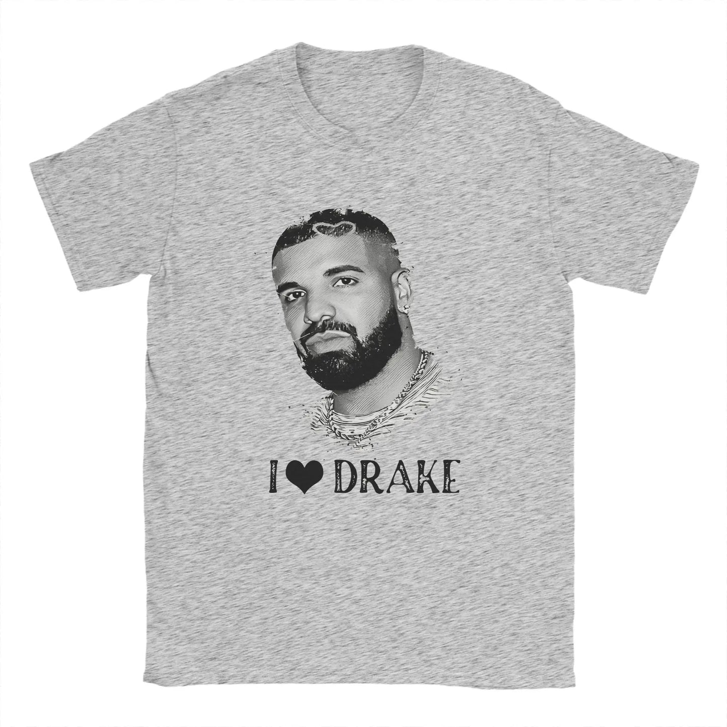I ❤️ Drake Minimalist Portrait Tee for Men: Clean Hip Hop Streetwear in Monochrome