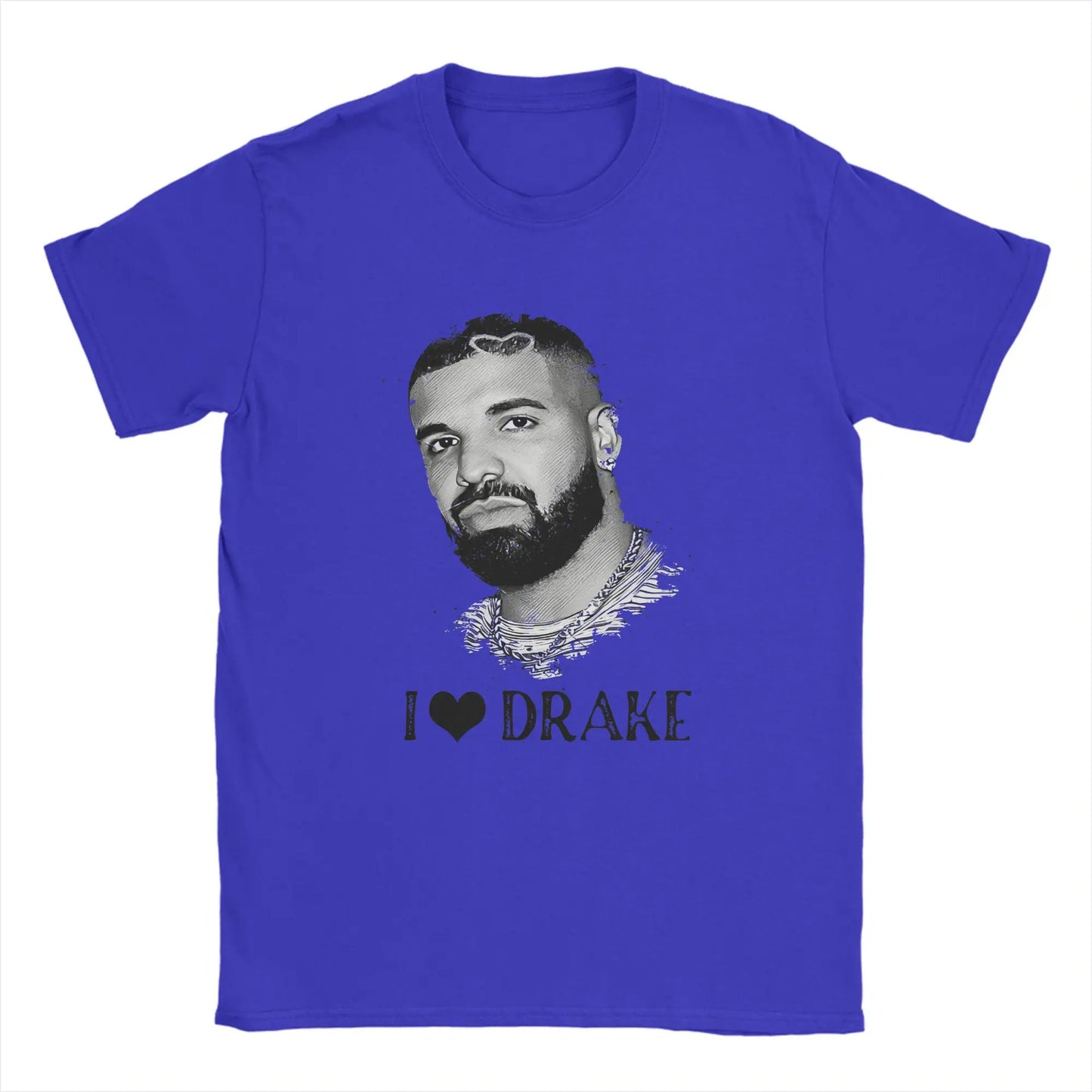 I ❤️ Drake Minimalist Portrait Tee for Men: Clean Hip Hop Streetwear in Monochrome