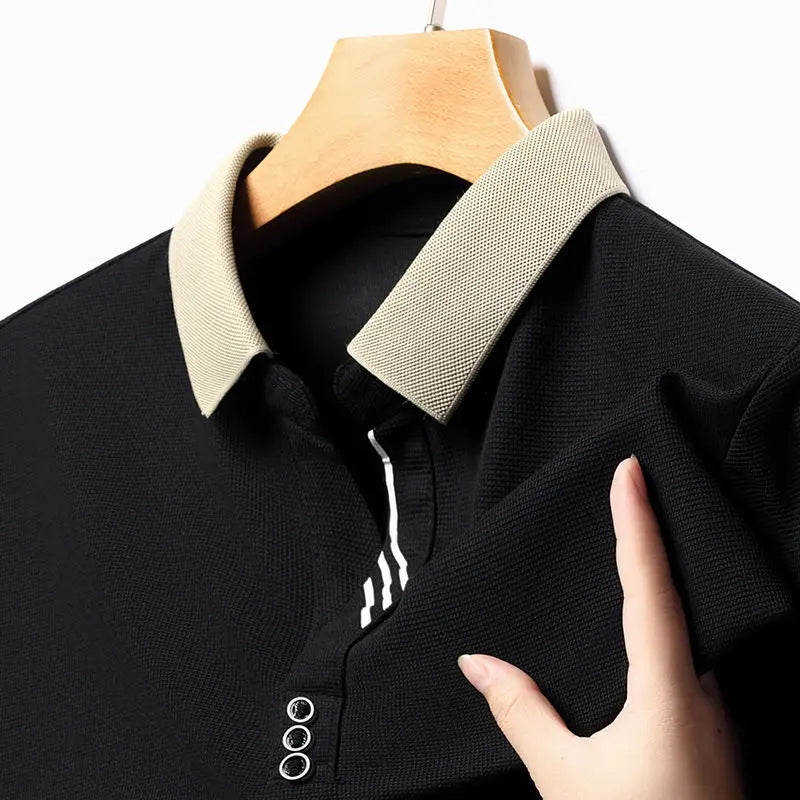 Men’s Two-Tone Polo Shirt: Short Sleeve Casual Top with Contrast Collar