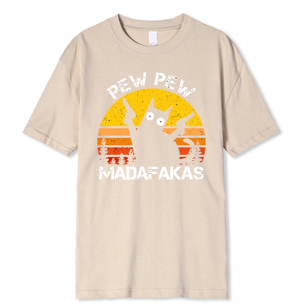 “Pew Pew Madafakas” Cat T-Shirt: A Wildly Funny Cotton Tee