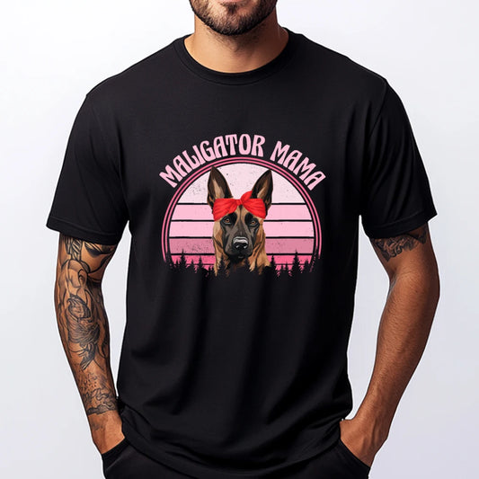 Women’s “Maligator Mama” Belgian Malinois Graphic T-Shirt: Short Sleeve Dog Lover Top
