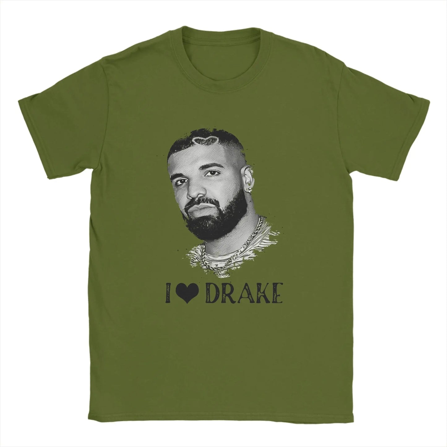 I ❤️ Drake Minimalist Portrait Tee for Men: Clean Hip Hop Streetwear in Monochrome