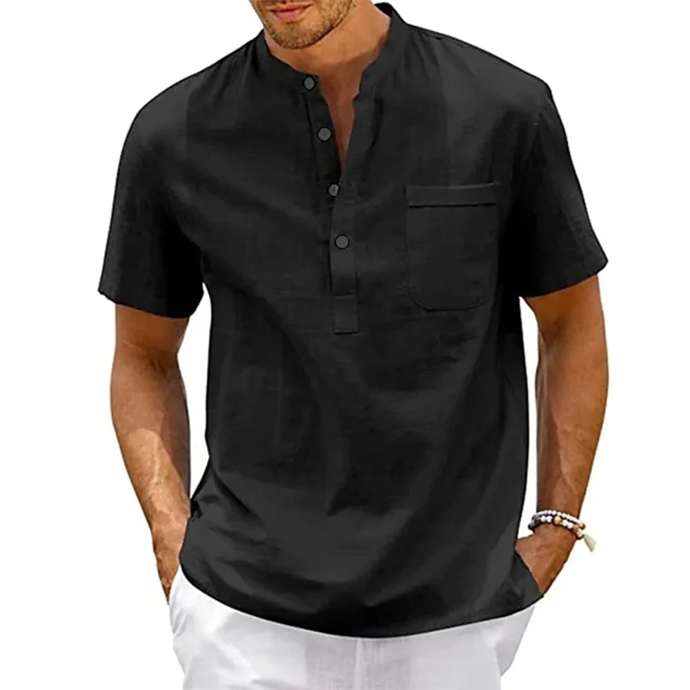 Men’s Breathable Cotton-Linen Summer Tee: A Minimalist Blend of Comfort and Effortless Style