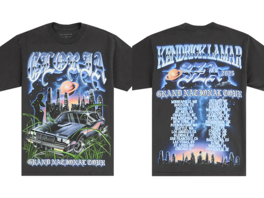 Men’s Kendrick Lamar x SZA Grand National Tour T-Shirt: Short Sleeve Hip Hop Concert Streetwear Tee